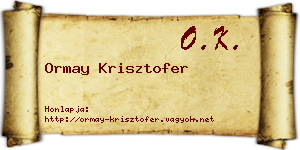 Ormay Krisztofer névjegykártya